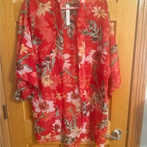 Floral Red Kimono